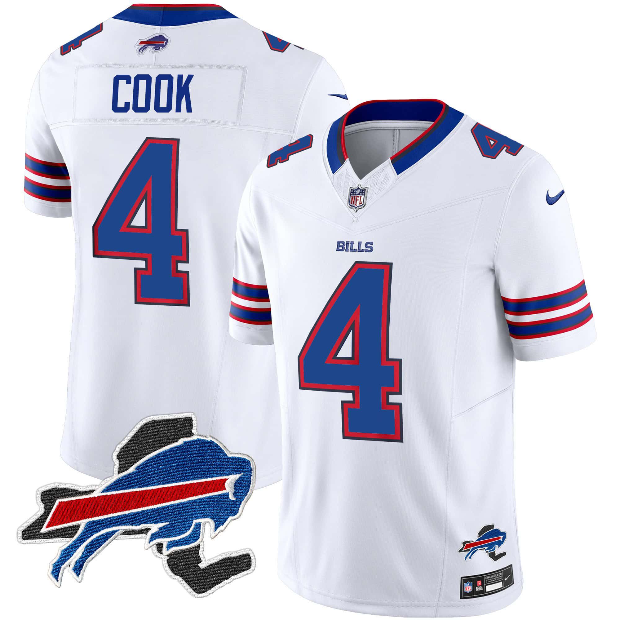 Men Buffalo Bills #4 Cook White 2024 Nike Patch Vapor Limited NFL Jersey